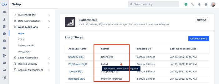 BigCommerce Sync – Salesmate