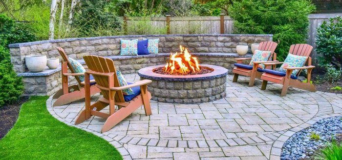 Landscape Design with Paver Patio, Fire Pit, Retaining Wall, Outdoor ...